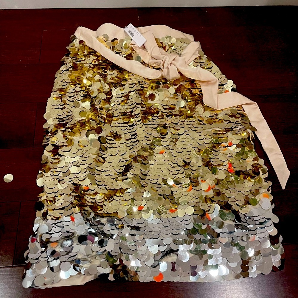 J. Crew Gold and Silver Sequin Pencil Skirt
